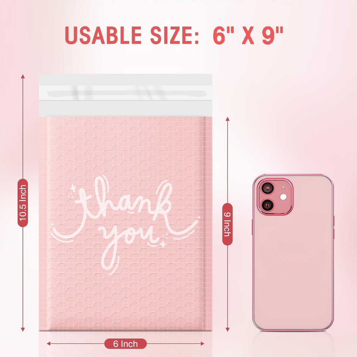 Bubble Mailers 6x10 Inch Pink 100 Pack Waterproof Bubble Mailer