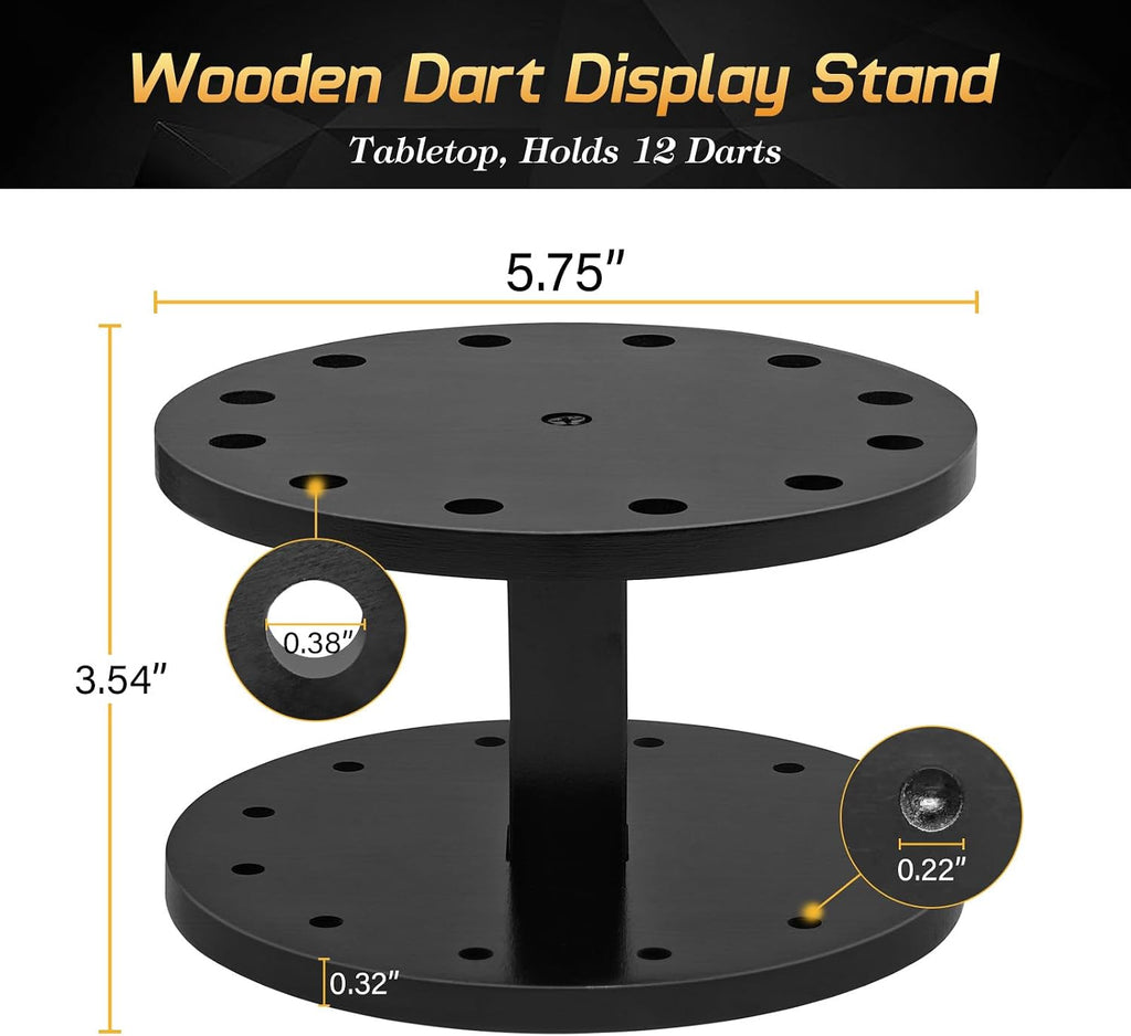 Wooden Dart Holder Stand for Desk or Shelf – Holds 12 Fully Assembled Steel or Soft Tip Darts – Compact Tabletop