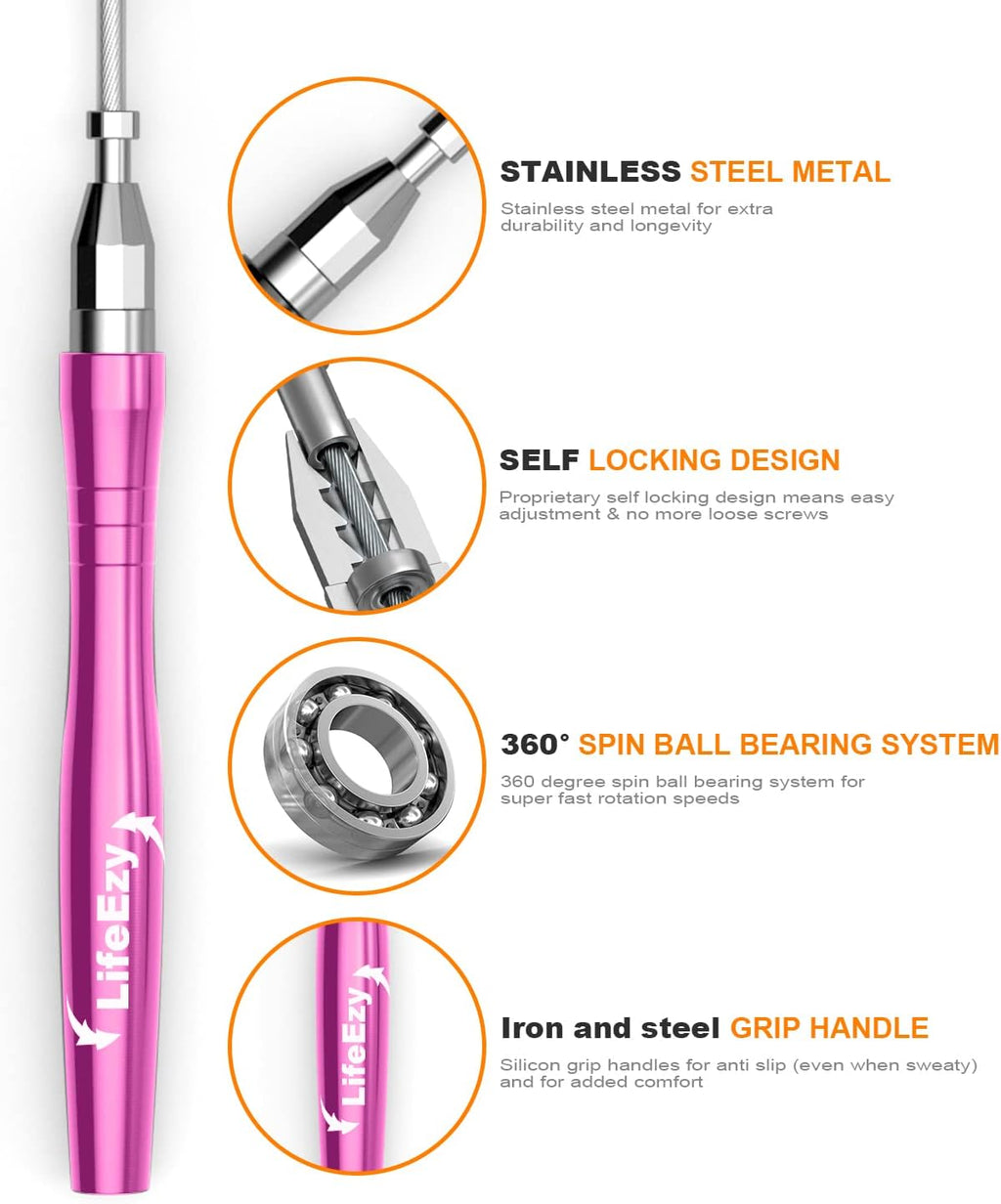 Jump Rope, High Speed Weighted Jump Rope - Premium Quality Tangle-Free - Self-Locking Screw-Free Design - Jump Ropes