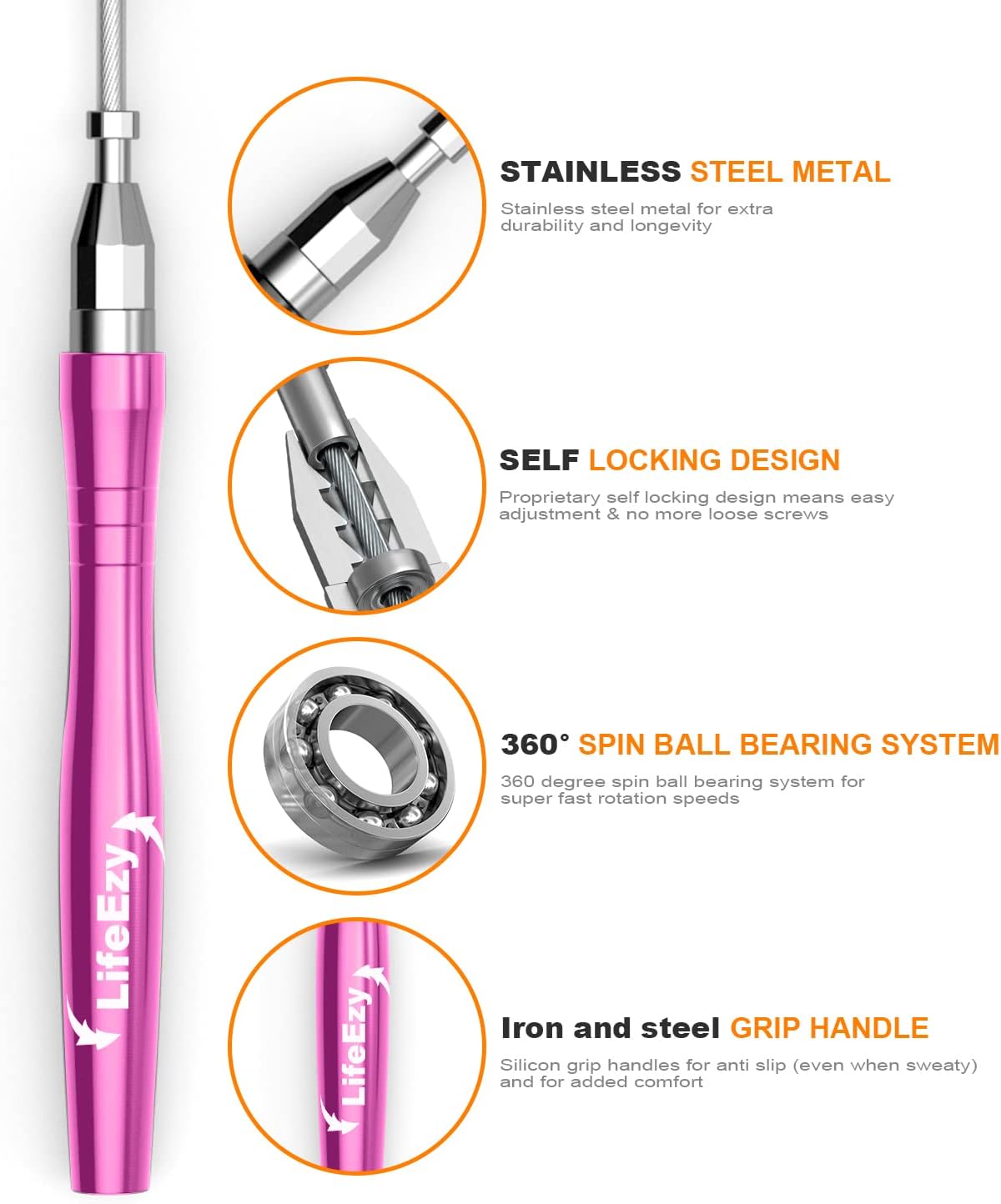 Jump Rope, High Speed Weighted Jump Rope - Premium Quality Tangle-Free - Self-Locking Screw-Free Design - Jump Ropes