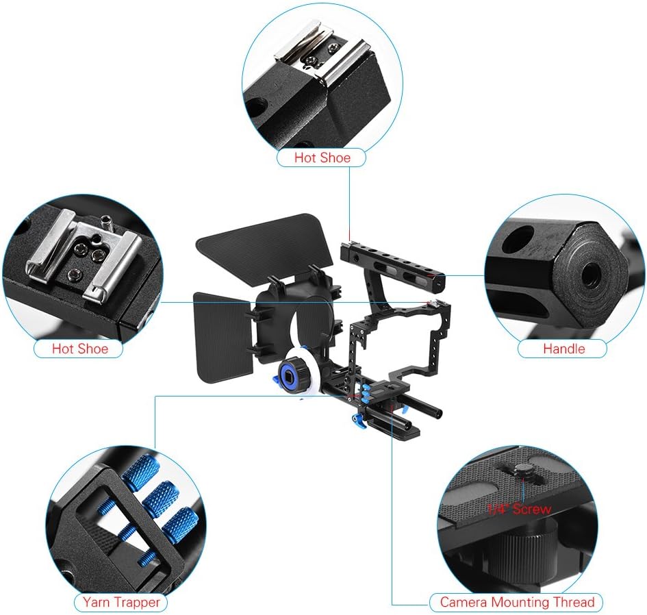 Camera Cage Kit C500 Aluminum Alloy Camera Camcorder Video Cage Rig Kit Film Making System with 15mm Rod Matte Box