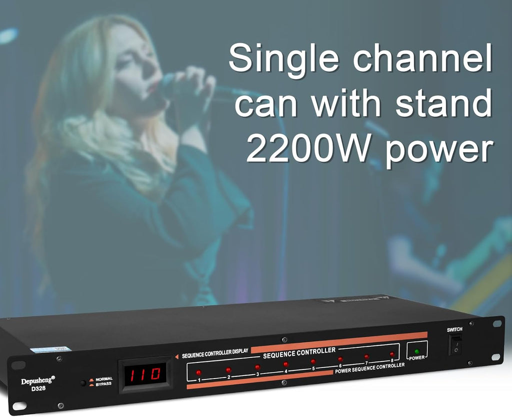 8 Outlet Power Conditioner 10 Amp 2200w with Precise Digital Real-Time Voltage Display Rack Mount Power Sequencer