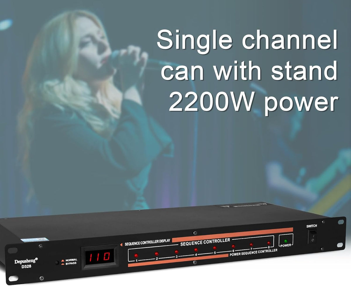 8 Outlet Power Conditioner 10 Amp 2200w with Precise Digital Real-Time Voltage Display Rack Mount Power Sequencer