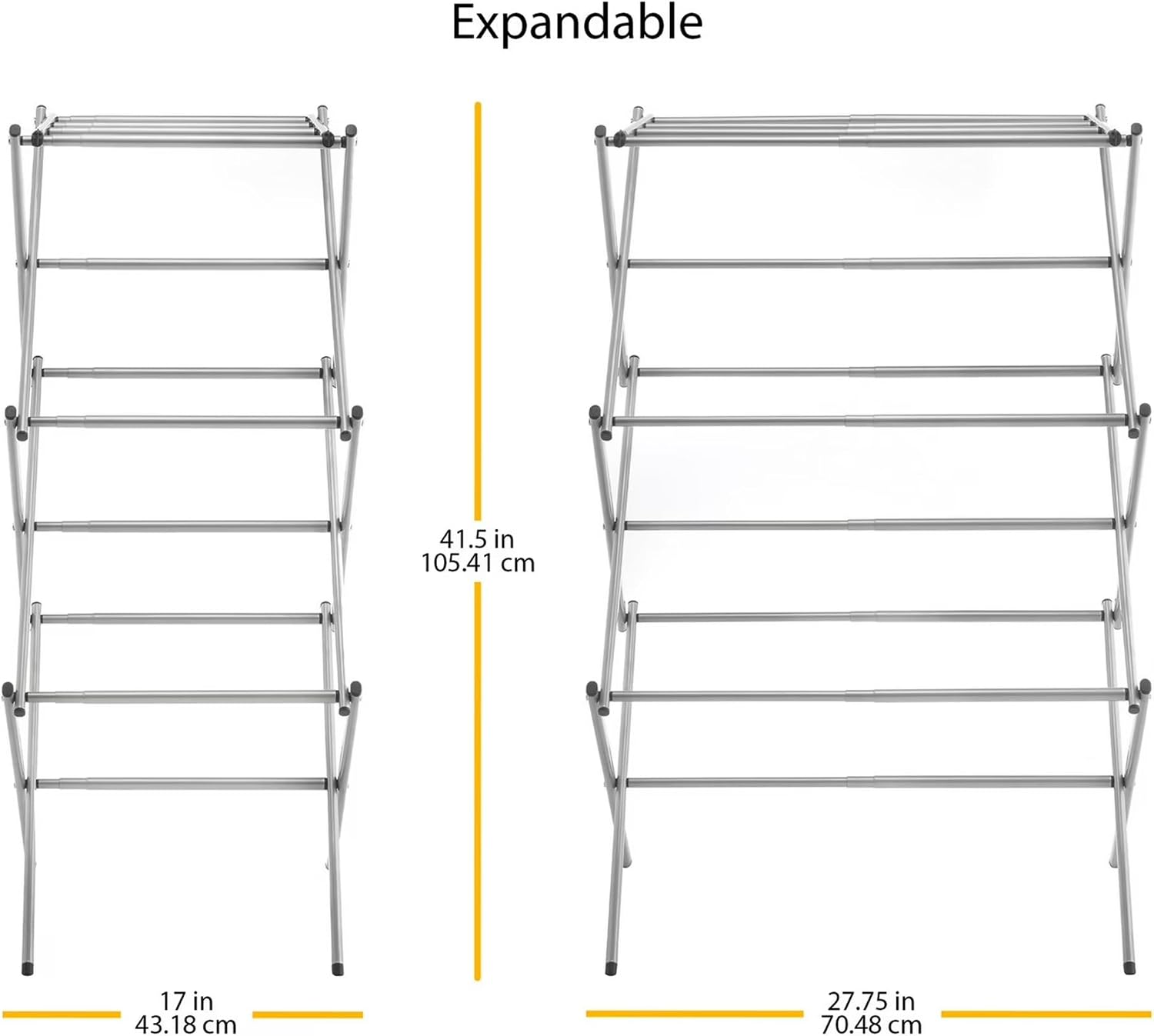 Expandable Drying Rack with 11 Bars & Top Shelf, Heavy Duty Steel Accordion Design, Space Saving Foldable Clothes