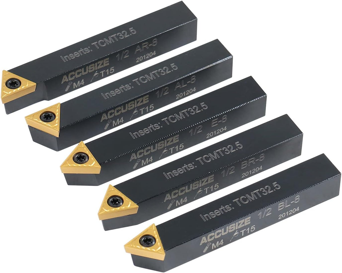 Accusize Industrial Tools 1/2'' 5 Pc Indexable Turning Tool Set, 2380-5082