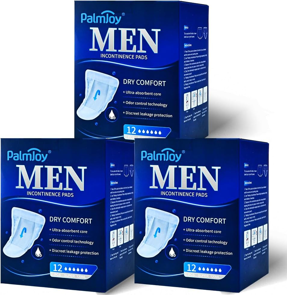Deodorizing Incontinence Pads for Men,Medical Urine Shields Day&Night 3.5/7 Fl Oz,Male Pads for Leakage 3 Boxes of