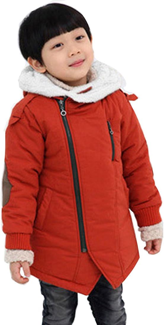 Boys Winter Hooded Down Coat Jacket Thick Wool Inside Kids Warm Faux Fur Outerwear Coat