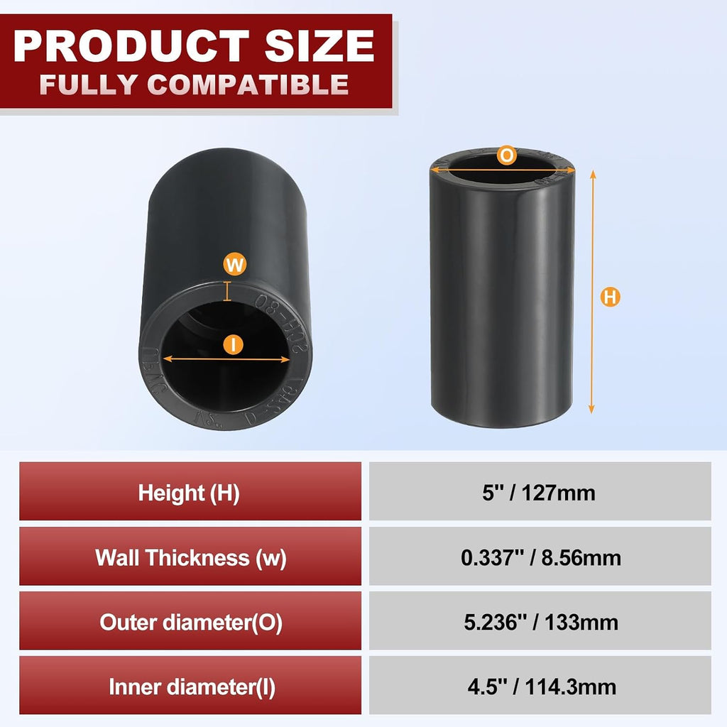 DTGN 4" PVC Coupling Fitting SCH80 Furniture Grade Slip Connectors