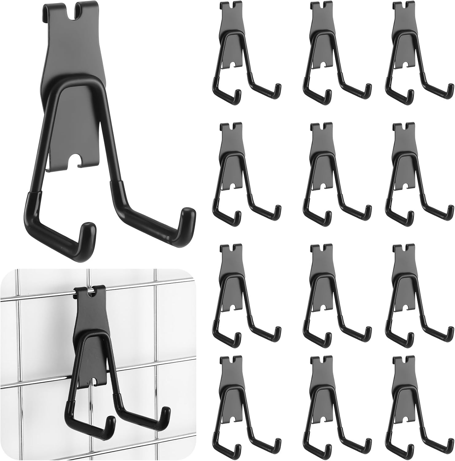 12 Pack Gridwall Utility Hooks and Hangers Heavy Duty Gridwall Hanging Hooks Grid Wall Picture Holder Black Display