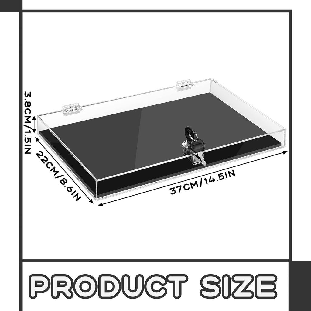 Acrylic Locking Display Case for Knife Jewelry, Clear Rectangular Display Box Security Showcase Organizer Tray with
