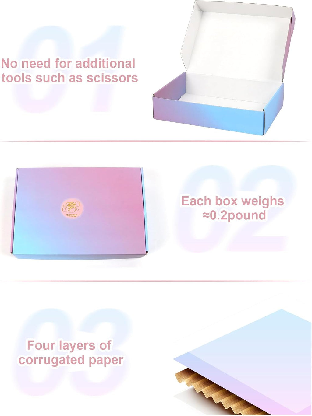 Pack of 45-9x6x2 Inch Shipping Boxes for Small Business, Purple Cardboard Corrugated Mailer Boxes for Shipping