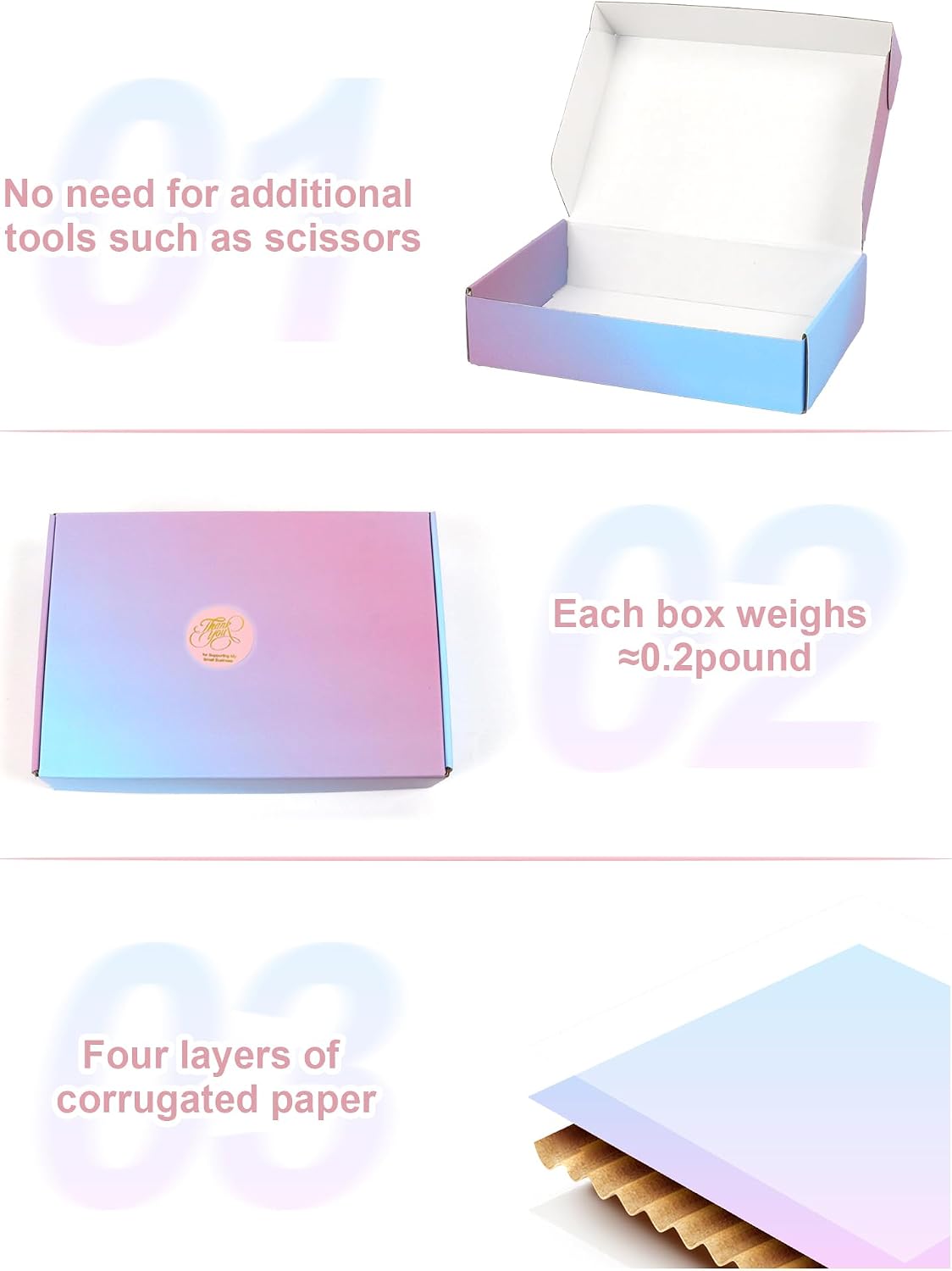 Pack of 45-9x6x2 Inch Shipping Boxes for Small Business, Purple Cardboard Corrugated Mailer Boxes for Shipping