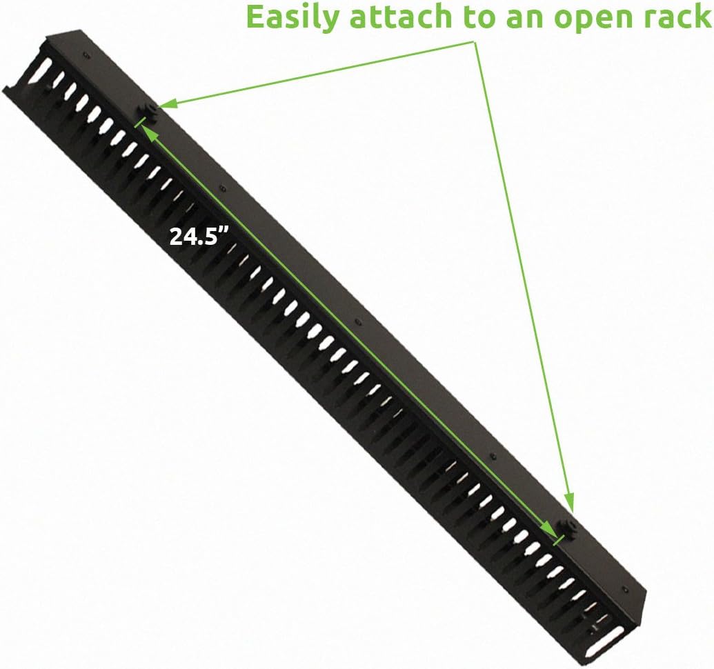 NavePoint 1 Channel Steel Vertical Duct Cable Manager with Plastic Tray Mount Buttons 68 Inches