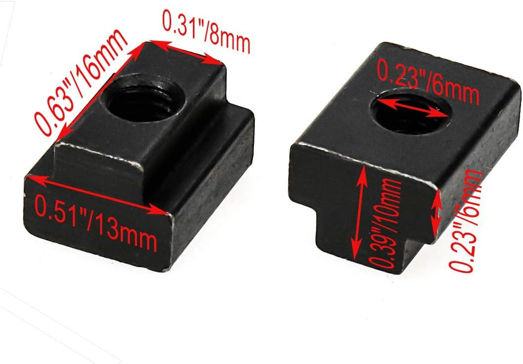 M6 T-Slot Nut,Black Oxide Finish,Grade 8.8,1/4 Threads