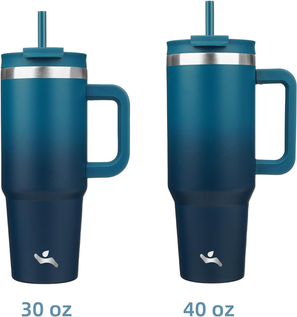 40 oz Insulated Tumbler Water Bottle with Handle, Straw Lid | BPA-free and dishwasher safe; made for gym, travel