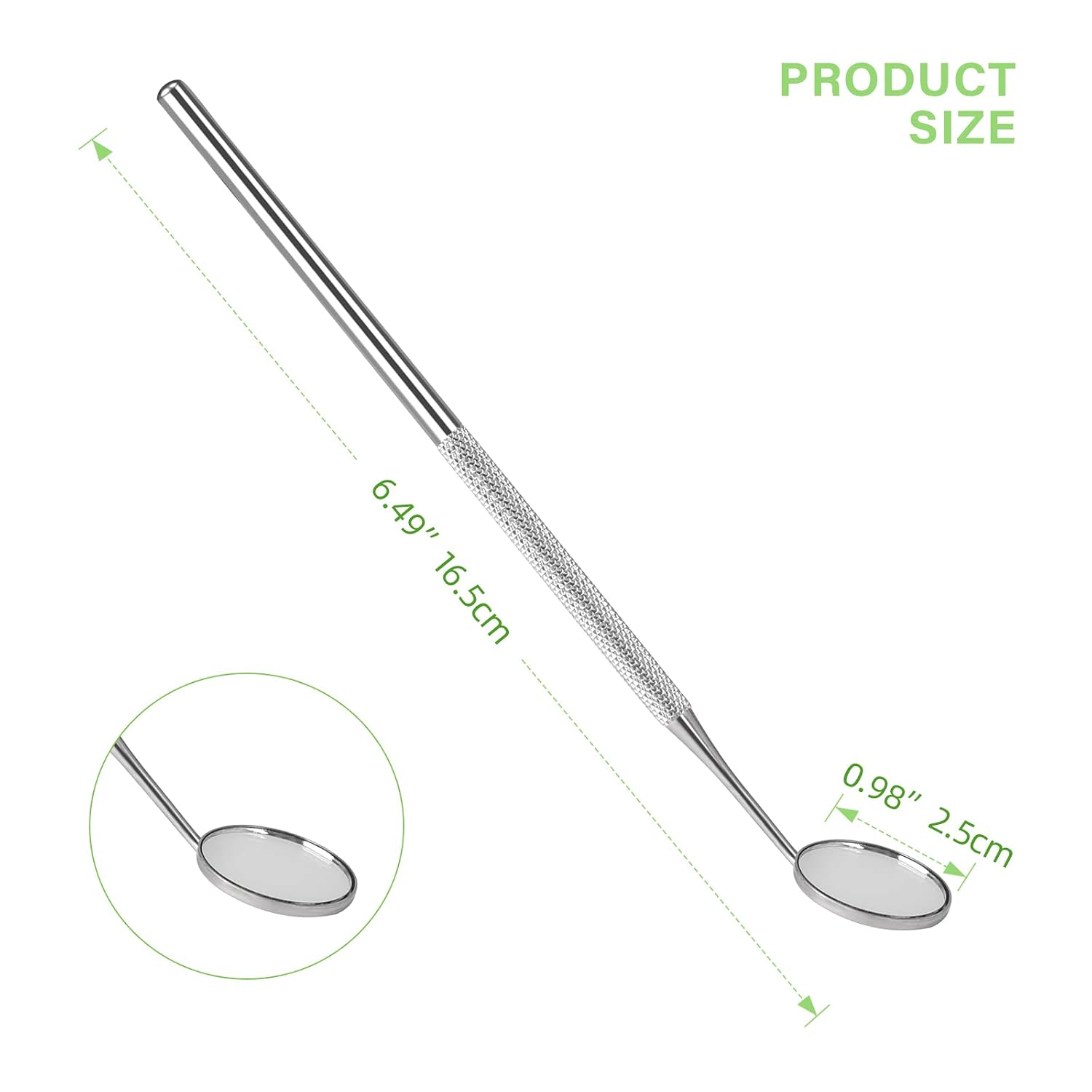 Dental Mirror Stainless Steel with Handle 6.5", Dentist Tool for Teeth Cleaning Plaque, Mouth Inspection, Lash