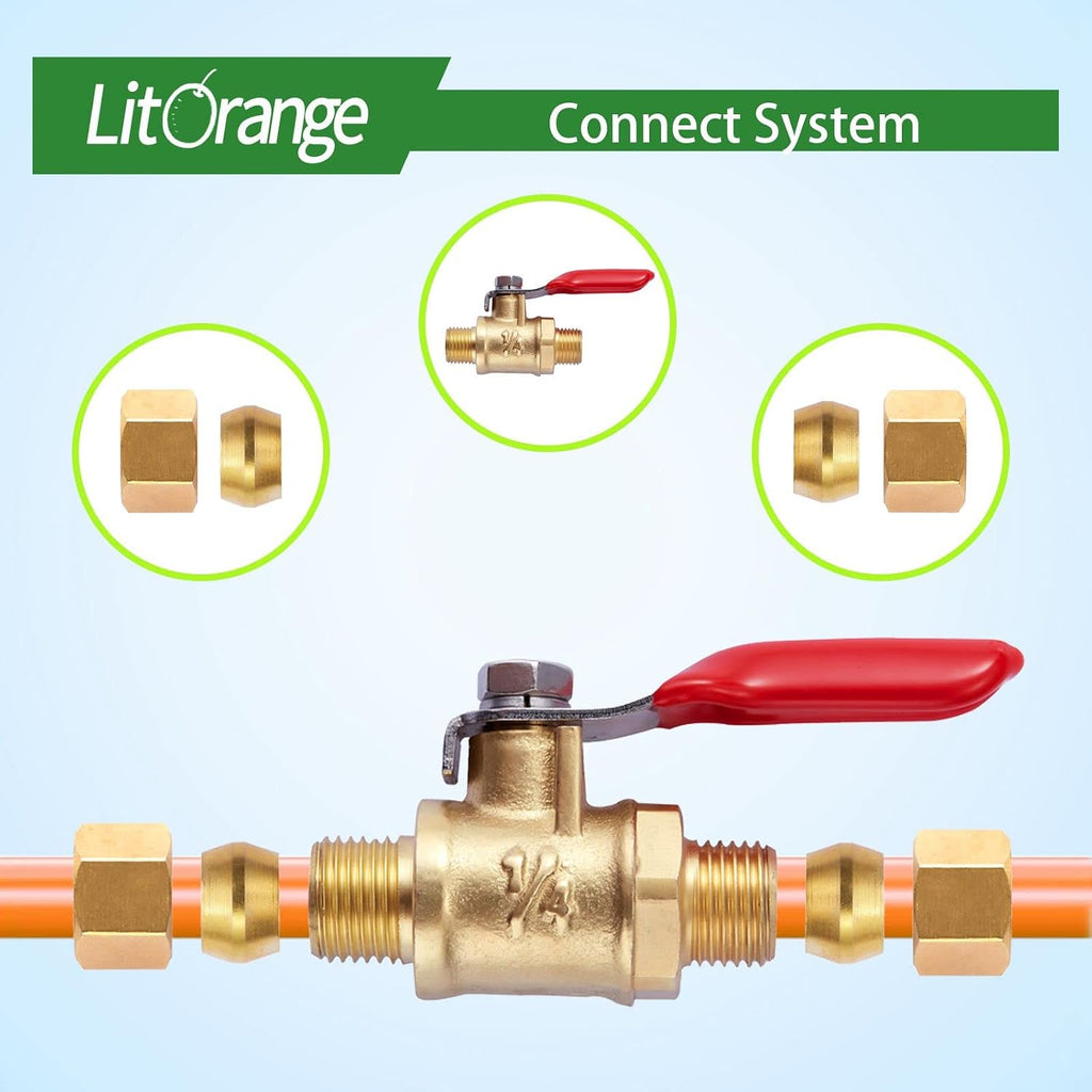 1 Pcs Lead-Free Brass Mini Ball Valve Shut Off Switch, 1/4 inch Compression