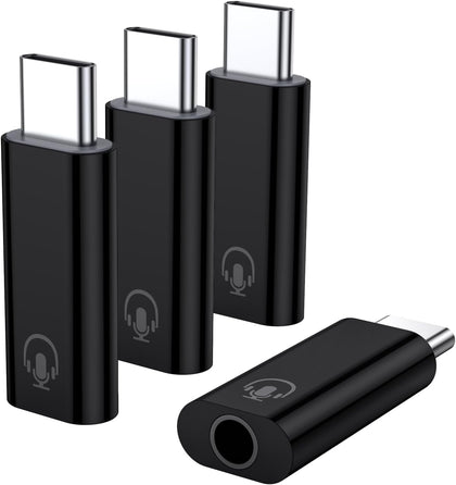 4 Pack USB C to 3.5mm Jack Audio Adapter, USB C to Headphone Jack Adapter Compatible with iPhone17/ 16 Plus 17/16 Pro