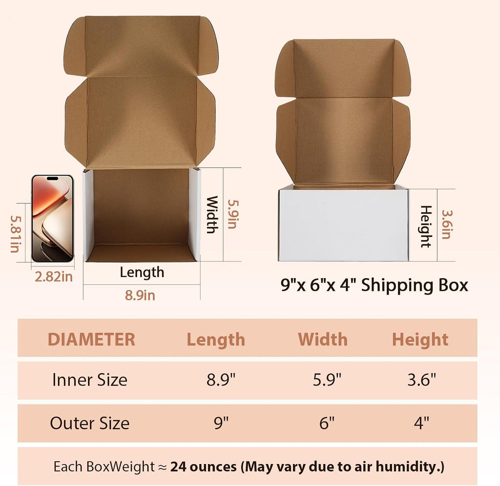Shipping Boxes 25 Pack, Corrugated Cardboard Mailer Boxes for Small Business, Easy Fold Literature Mailers, Heavy