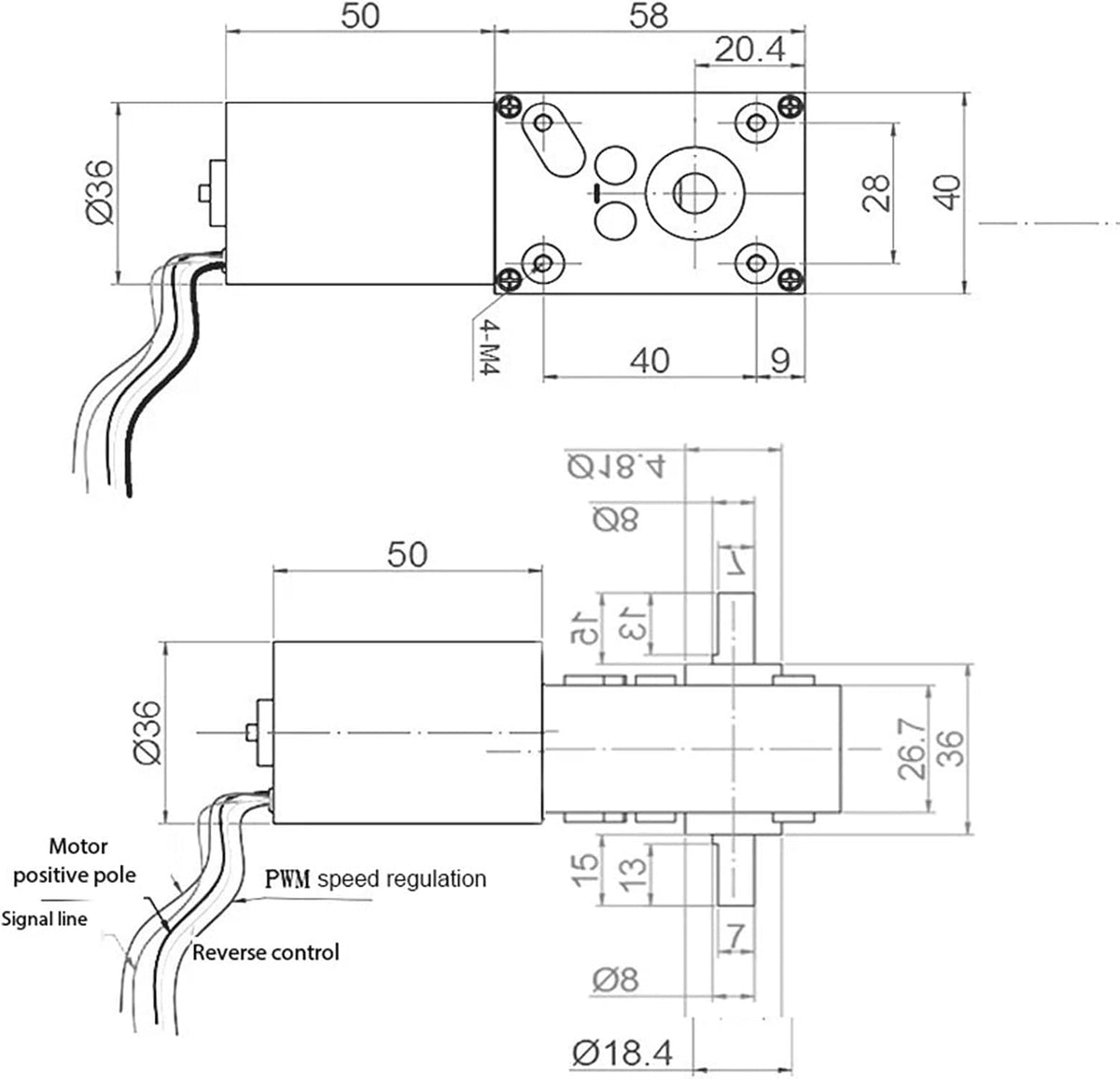 Brushless DC Worm Gear Motor 12V24V Right Angle Reducer Gates A5840-3650