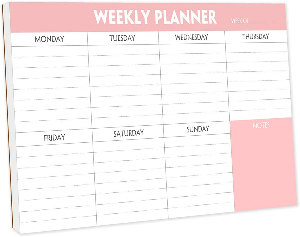 Weekly Planning Pad - Tear Off To Do List Pad with Daily Schedule & Calendar, 52 Sheets, 100gsm Paper, Undated Weekly