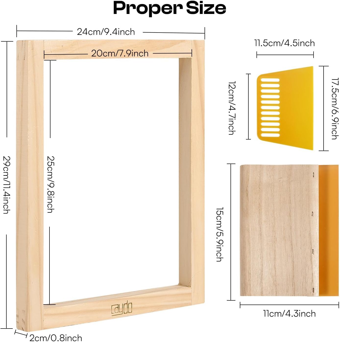 8x10 Inch Wood Silk Screen Frame, 110 White Mesh for DIY Printing | includes screen printing squeegee, for T-shirts