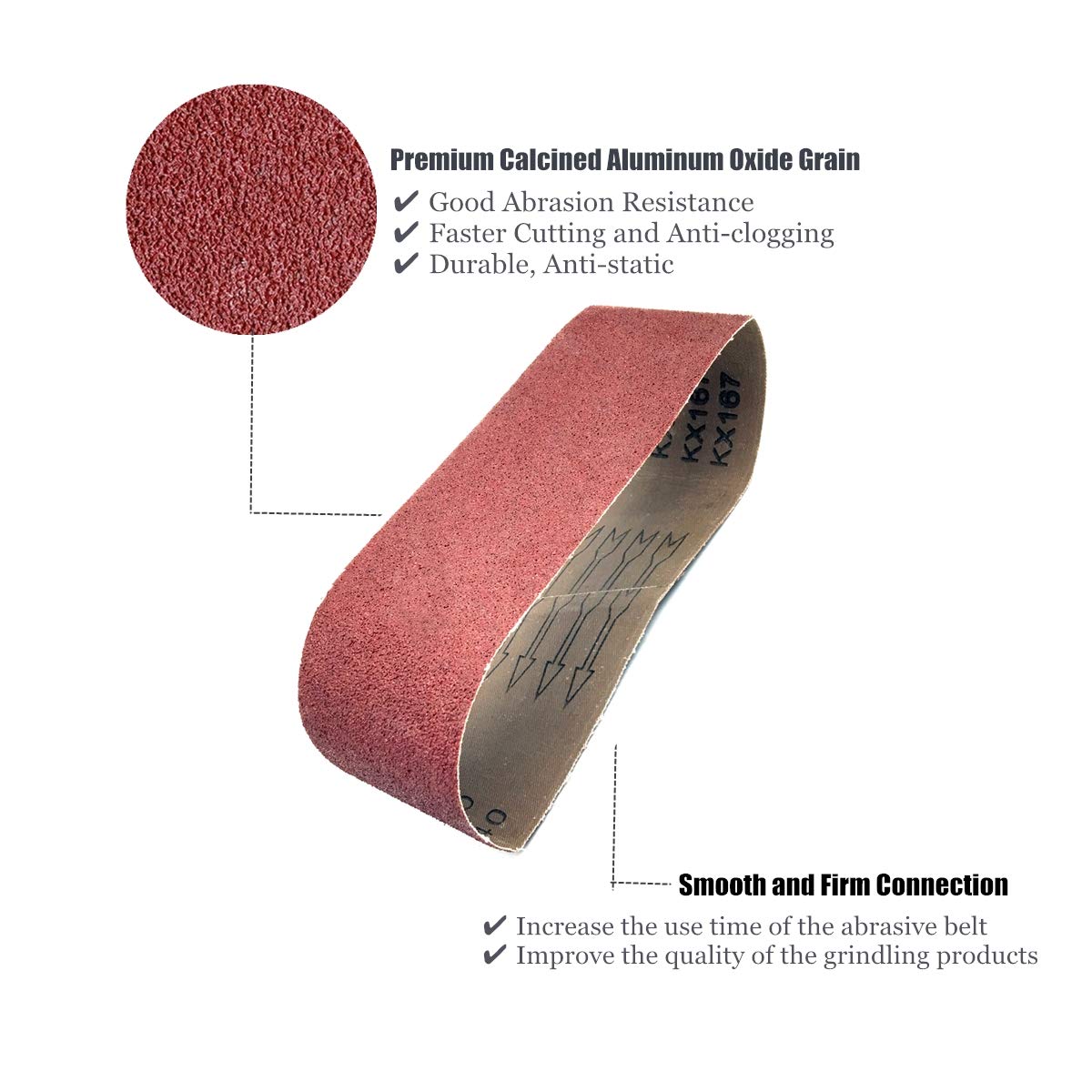 4 x 24 Inch Sanding Belt 80 Grit,12 Pack