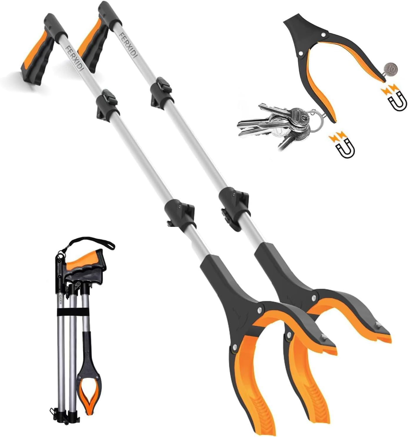 43" Foldable Grabber Reacher Tool,2pcs Reacher Grabber Pickup Tool,Gripper Reacher Grabber Tool with Rotating