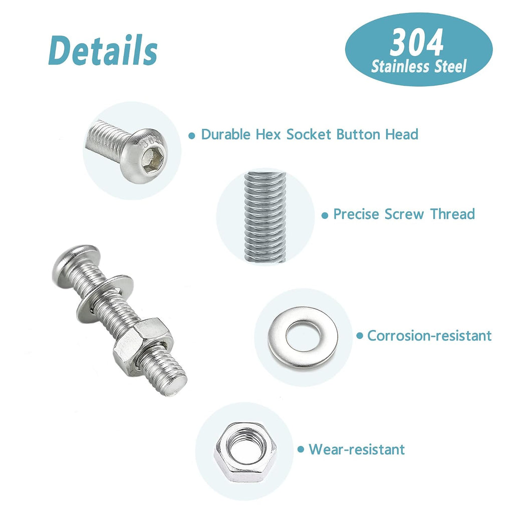 KADRICK 180PCS M5 Screw Kit,Hex Socket Button Head M5 Bolts 8mm-30mm