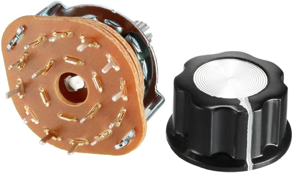 uxcell 2P6T 1Deck Band Channel Rotary Switch Selector with Plastic Knob