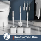 Toilet Brush and Holder Set, Space Saving, 3 Pack, White