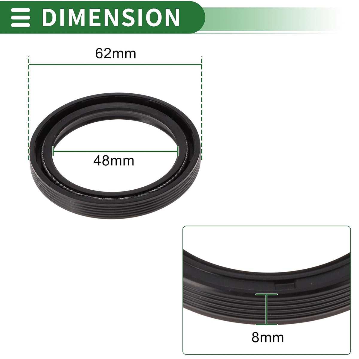 Universal Oil Seal TG4 Lip Seal Ring 48x62x8mm Black 5 Pcs