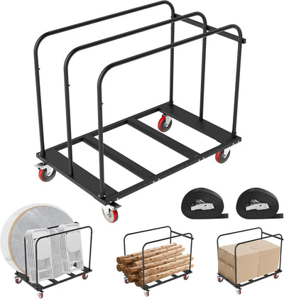 Folding Table Cart, Heavy Duty Drywall Cart 1800 LB & 10 Table Capacity, Table Dolly with 5" PU Swivel Wheels for