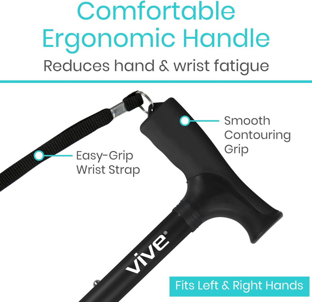 Folding Cane - Foldable Walking Cane for Men, Women - Fold-up, Collapsible, Lightweight, Adjustable, Portable Hand