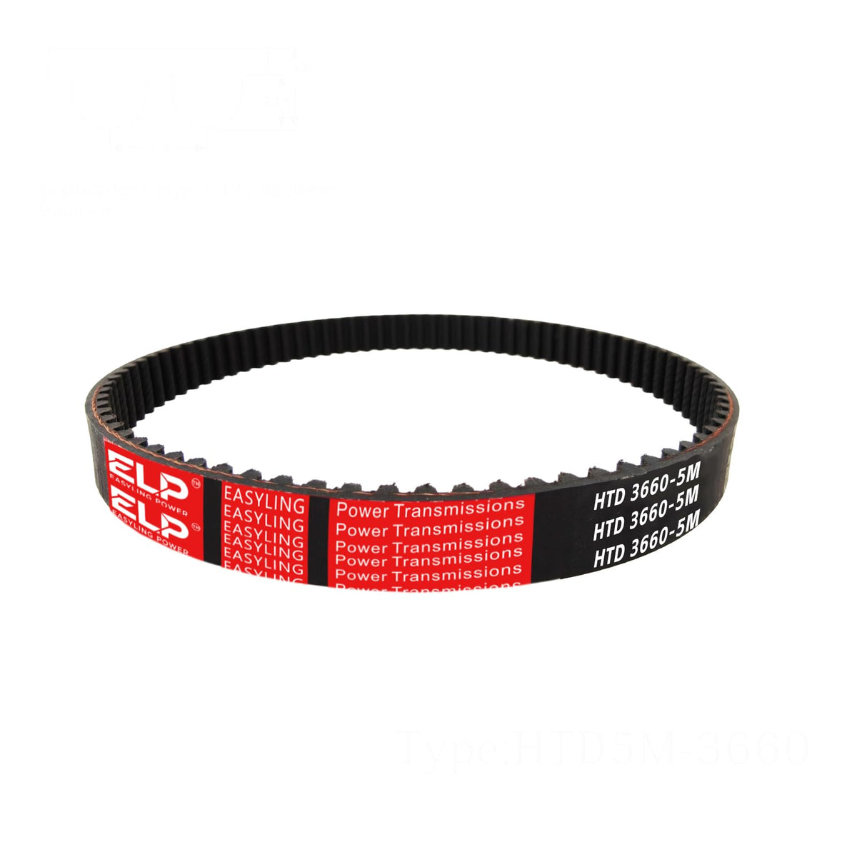 EASYLING Power 3660-5M-15 Endless Loop Rubber 5M Synchronous Belt