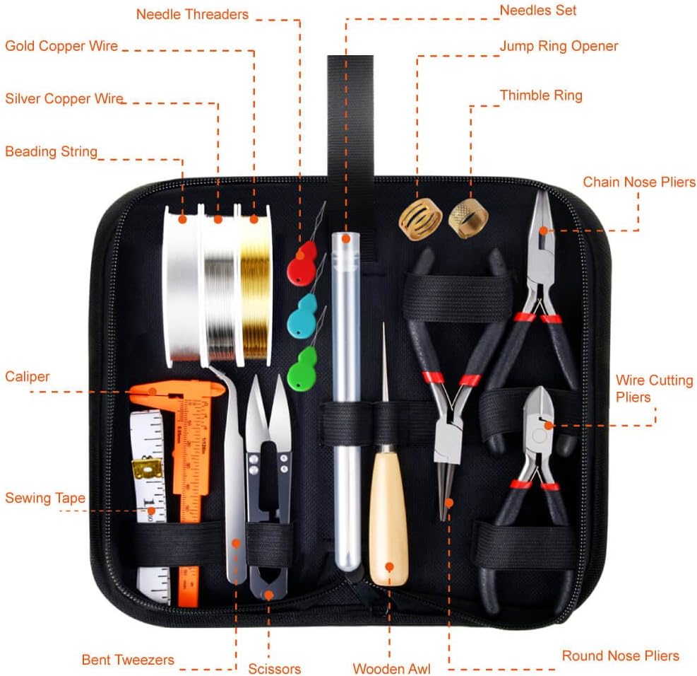 Jewelry Making Supplies Kit with Tools, Wires, Findings for Jewelry Repair and Beading