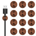 Flezoo 12PCS Coffee Adhesive Cable Clips Cord Organizer for Wire Management