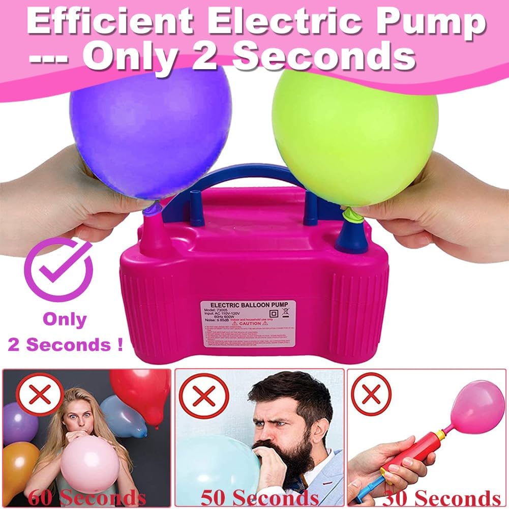 Balloon Arch Kit and Balloon Pump Electric, 10ft Wide Adjustable Balloon Arch Stand With 100Balloons 2Balloon Stands