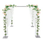 10FT Wedding Backdrop Stand, Adjustable 4-Post Canopy Chuppah Mandop Hardware Kit, Metal Arch Frame for Wedding
