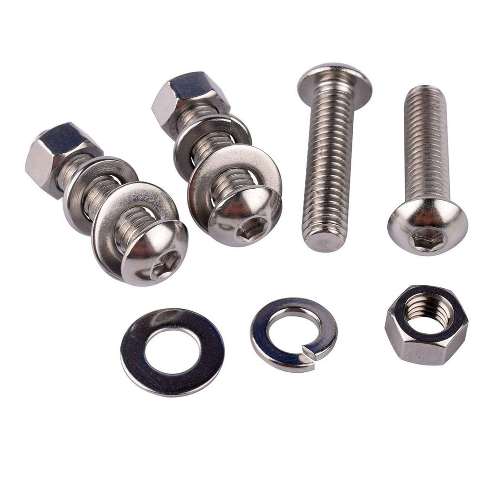 8 Sets 3/8-16 x 1-1/2" Button Head Socket Cap Bolts Screws, Hex Nuts, Flat & Lock Washers, 304 Stainless Steel 18-8 Fully Machine Thread, Silver