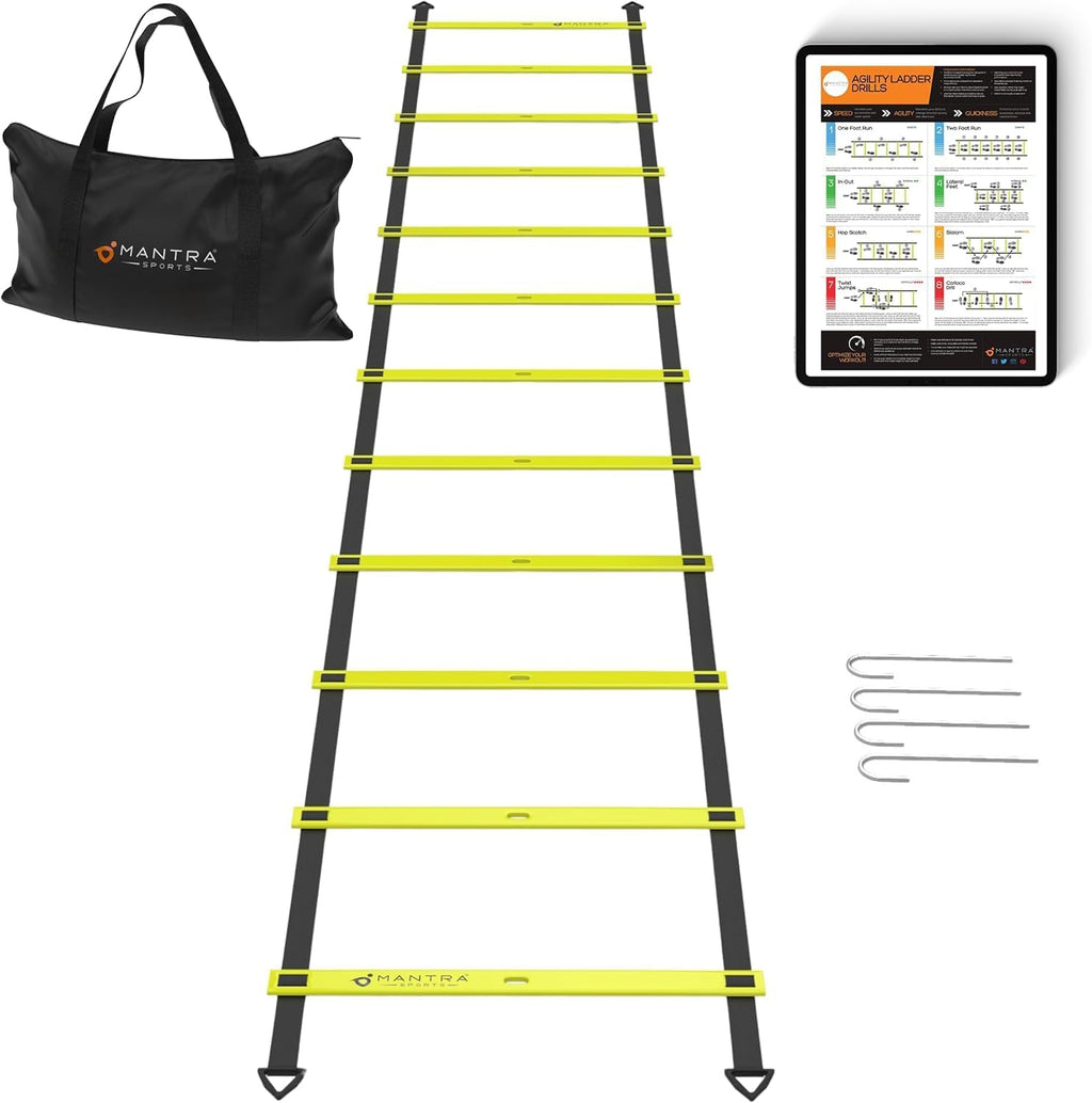 Agility Ladder Set, 12-Rung Speed Ladder + Training Cones, Soccer Training Equipment, Footwork Drills Kit, Speed &