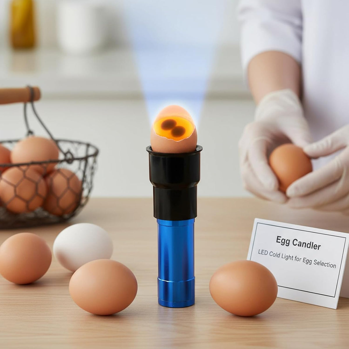 Egg Candler Candling Light Egg Development Tester Flashlight for Chicken Duck and Goose Eggs, 2PCS(Blue)