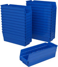 Heavy Duty Plastic Shelf Bins, 12"x 4"x 4", Blue, 24-Pack