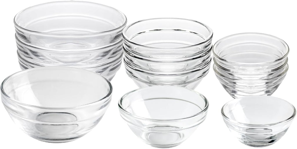 3 Sizes of Glass Prep Bowl Sets, Clear Small Pinch Bowls for Salt, Spices and Chopped Ingredients, 1.5oz/2.5oz/3.5oz