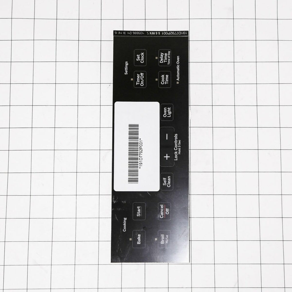 WB27T11511 for GE Specific Models Range Faceplate Overlay 191D7792P001