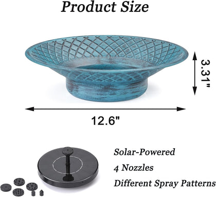 12.6" Bird Baths for Outdoors, Bird Bath Fountains, Bird Bath Feeder