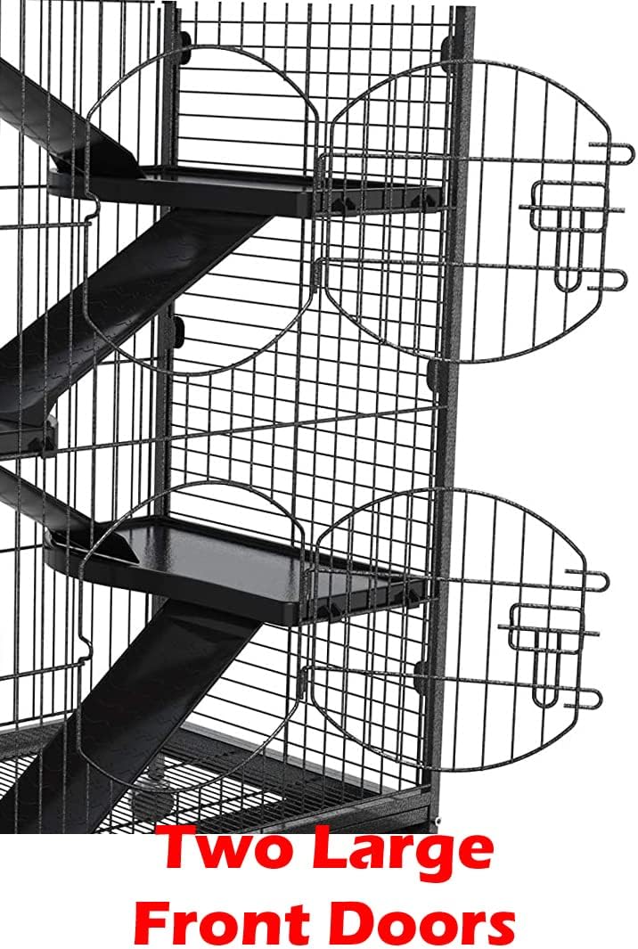 Large 37-inch 4-Levels Metal Ferret Guinea Pig Cage 2 Large Front Doors Small Animal Hutch for Squirrel Rabbit