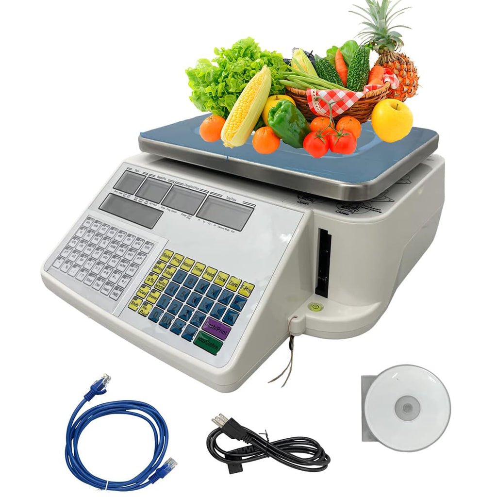 Digital Price Computing Scale Thermal Printer 110V Five-Window Without Pole 30kg/66lb W/400 Sheets Thermal Label