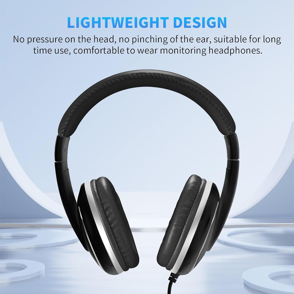 Over Ear Headphones Wired Studio Headphones with 1/4 to 3.5mm Jack for Guitar Amplifier Keyboard Recording Podcast DJ