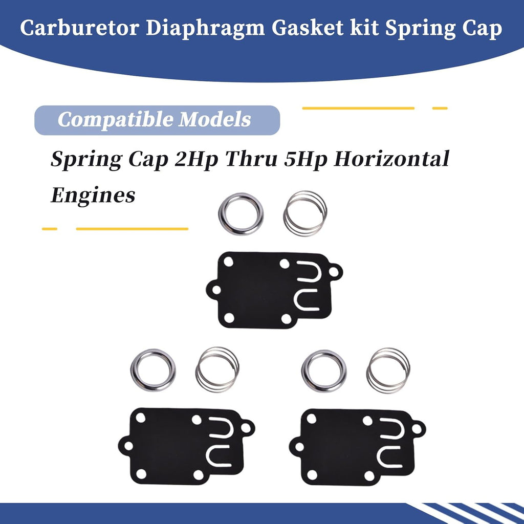 Carburetor Diaphragm Gasket kit Fit for Spring Cap 2Hp Thru 5Hp Horizontal Engines, 270026 272538 272538S 272637 4157 (3 PCS)